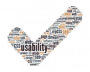 Usability Concept - Check Mark Sign Shaped Word Cloud